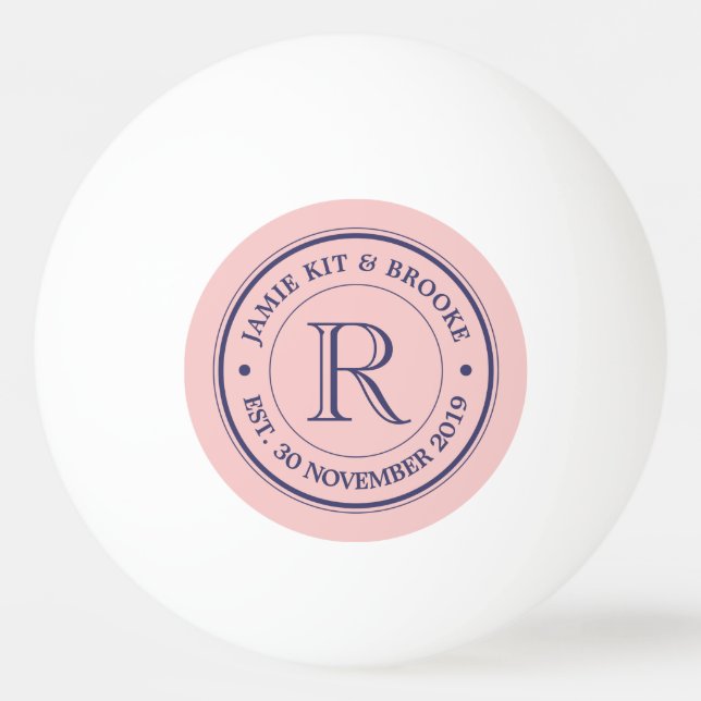 Make Your Own Rose Quartz Pink Logo Monogram Ping Pong Ball (Front)