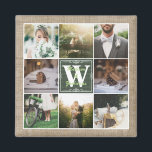 Make Your Own Rustic Wedding Instagram Collage Magnet<br><div class="desc">Display your favourite Rustic Wedding photos in this simple, elegant square photo grid design with burlap texture background. Suggested images include: blushing bride with bouquet and flower garland, couple in wedding dress kissing on a park bench at sunset or in a field with wild grass or wildflowers, groom with wedding...</div>