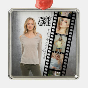Make Your Own Senior Portrait Retro Film Negative Metal Ornament