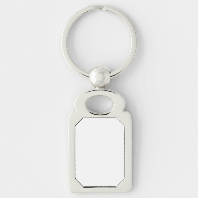 Make Your Own Silver Colour Metal Rectangle Keyrin Keychain (Front)