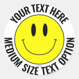 Make Your Own Smilie Round Sticker (Medium Text)