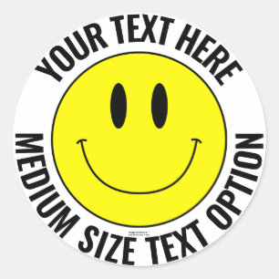 Make Your Own Smilie Round Sticker (Medium Text)