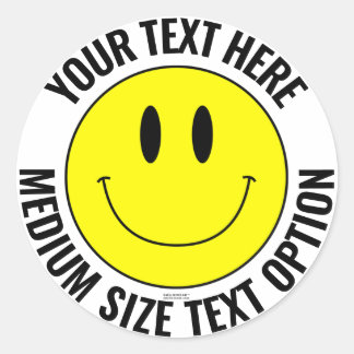 Make Your Own Smilie Round Sticker (Medium Text)