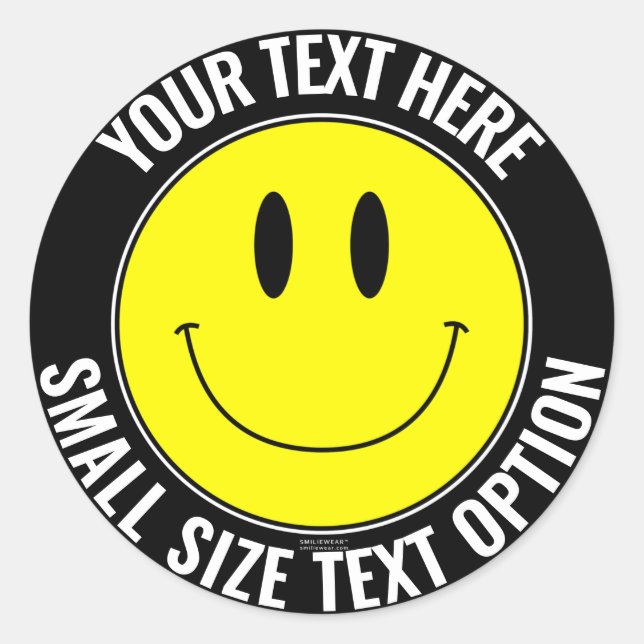 Make Your Own Smilie Round Sticker (Small Text) (Front)