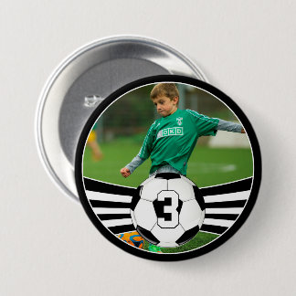 Make Your Own Soccer Player Photo & Number Custom 3 Inch Round Button