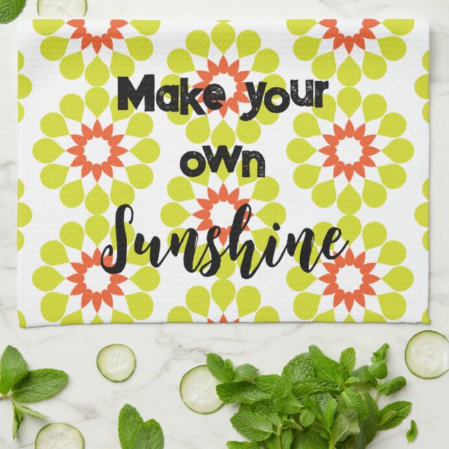 Make Your Own Sunshine Yellow Boho Kitchen Towel (Folded)