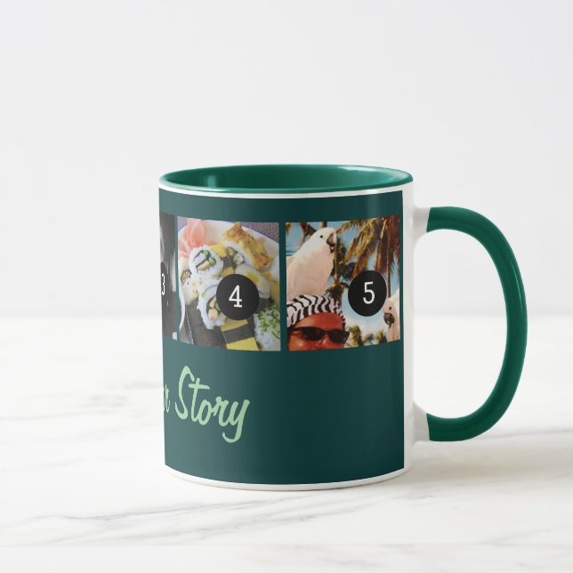 Make Your Own Tell Your Photo Story 5 images Teal Mug (Right)