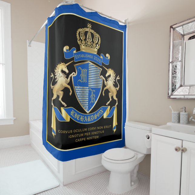 Make Your Own Unicorn Coat of Arms Blue Emblem (In Situ)