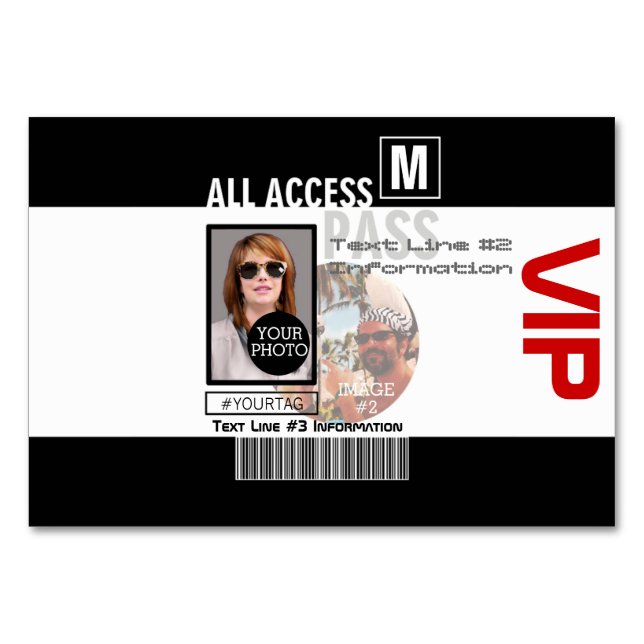 Make Your Own VIP Pass 8 ways to Personalize Table Number (Front)