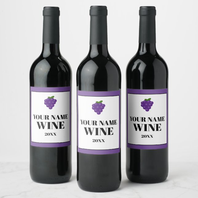 Make your own wine labels with purple grapes logo (Bottles)