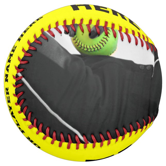 Make your own with photo, number, name, logo softball (Front Left)