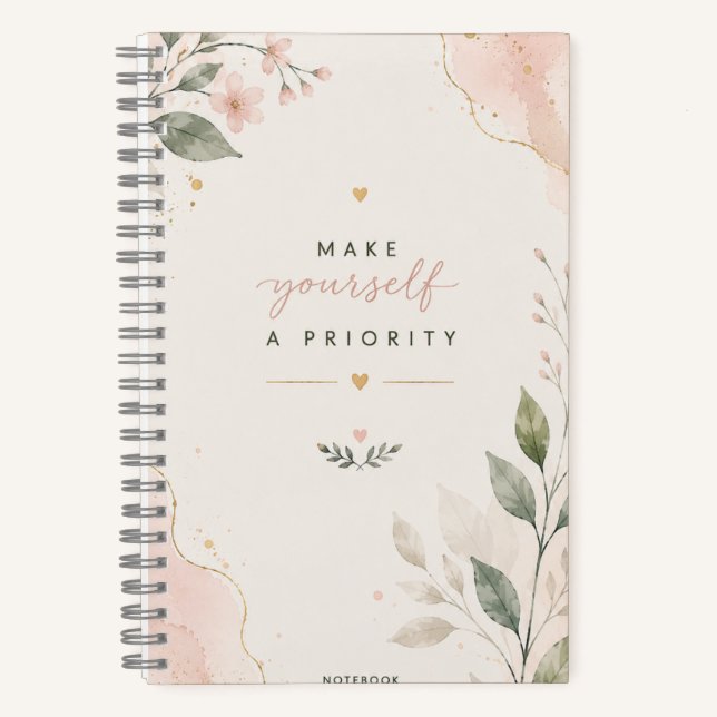 Make Yourself a Priority Floral Botanical Notebook (Front)