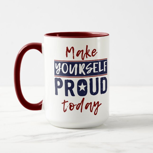 “Make Yourself Proud” custom monogram mugs (Left)