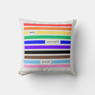 Make Yourself Proud Rainbow Redaction Pride Throw Pillow