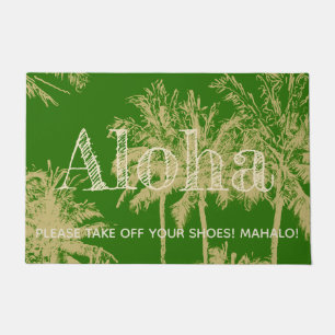 Makena Beach Hawaiian Sketchy Palms Aloha Doormat