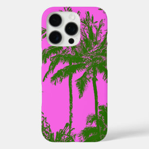 Makena Beach Hawaiian Sketchy Palms Magenta iPhone 16 Pro Case