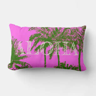 Makena Beach Hawaiian Sketchy Palms Reversible Lumbar Pillow