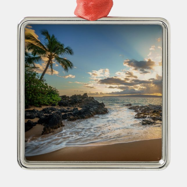Makena Beach | Makena Cove Metal Ornament (Front)