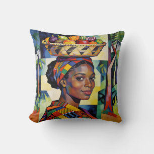 “Makena” - Geometry of Beauty - Black History Throw Pillow