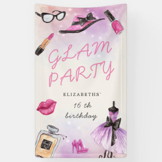 makeover glam sparkle birthday party banner