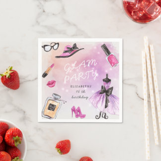 makeover glam sparkle birthday party napkin