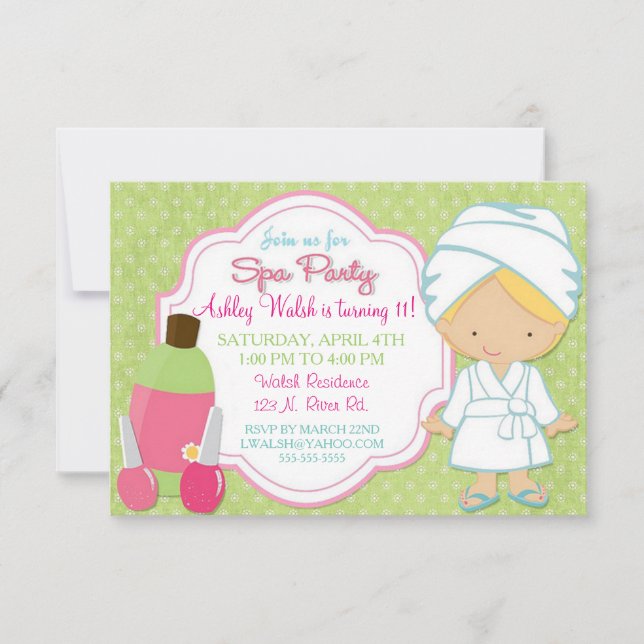 Makeover Spa Party Invitation (Front)