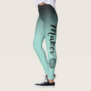 Maker • Black & Mint Ombre Texture Yarn & Crafts Leggings