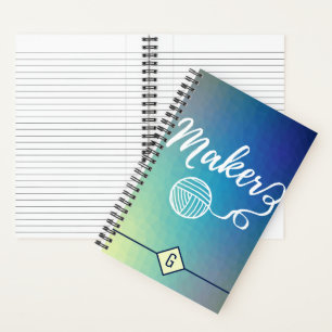Maker Crafts Typography Blue Gradient Geometric Notebook