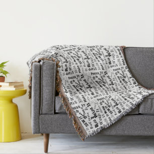 Maker Crafts Typography Pattern Throw Blanket