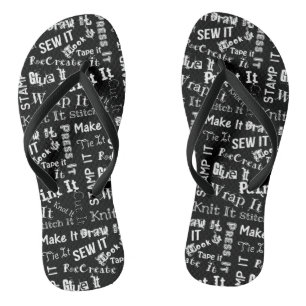 Maker Crafts Typography Print {Dark} Flip Flops