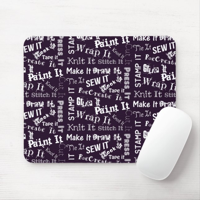 Maker Crafts Typography Print Dark Mouse Pad (With Mouse)