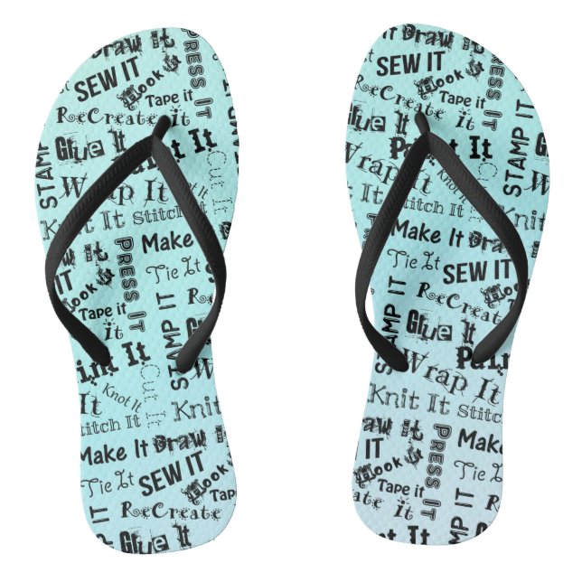 Maker Crafts Typography Print Flip Flops (Footbed)