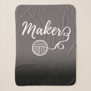 Maker Crafts Typography Print Sherpa Blanket
