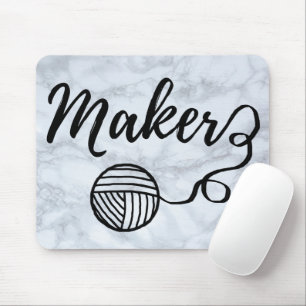 Maker Crafts & Yarn Typography Faux Marble Texture Mouse Pad