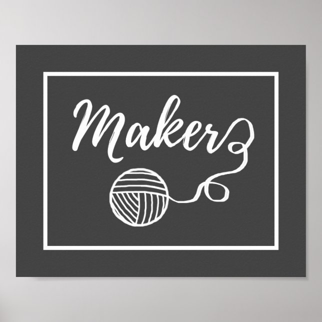 Maker Yarn + Crafts Typography Dark Poster (Front)