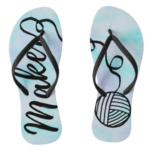 Maker • Yarn & Crafts Typography Flip Flops