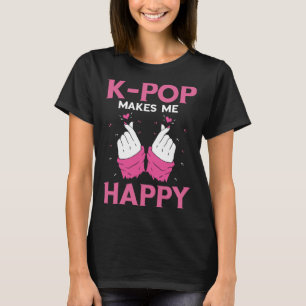 Makes Me Happy K Pop Music Headphone Korean Music  T-Shirt