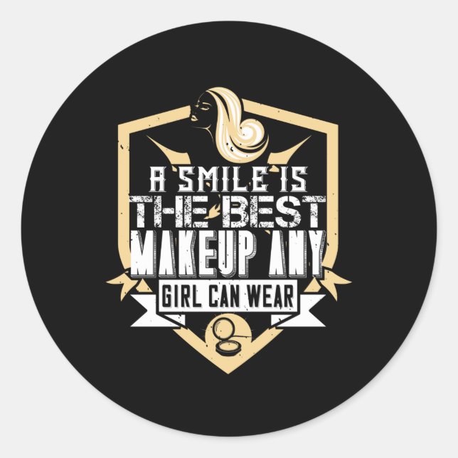Makeup - A Smile Is The Best Make-up Classic Round Sticker (Front)