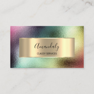 Makeup Affiliate Marketing Holograph Smoky Rainbow Business Card