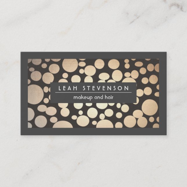 Makeup and Hair Faux Gold Foil  Modern Beauty Business Card (Front)