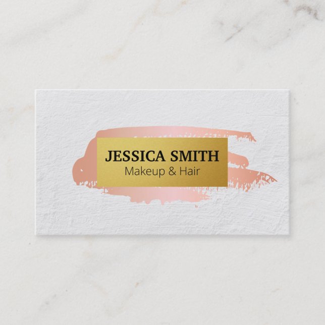 Makeup and Hair Salon Pink Brushed Business Card (Front)