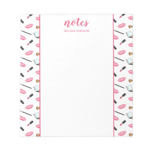 Makeup And Lips As Borders With Personalized Name Notepad
