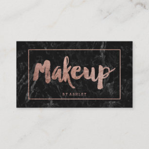 Makeup appointment rose gold black marble card