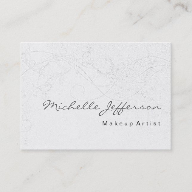 Makeup Art Trendy Damask Pattern Business Card (Front)