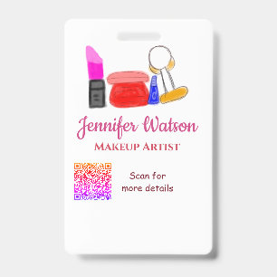 Makeup artist add name website email phone no addr badge