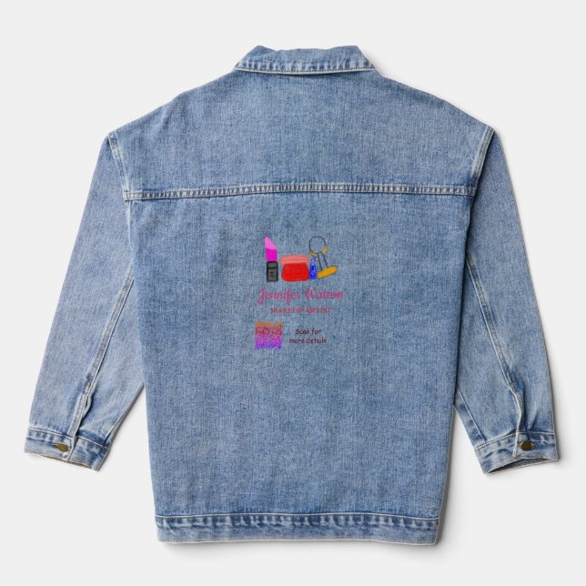 Makeup artist add name website email phone no addr denim jacket (Back)
