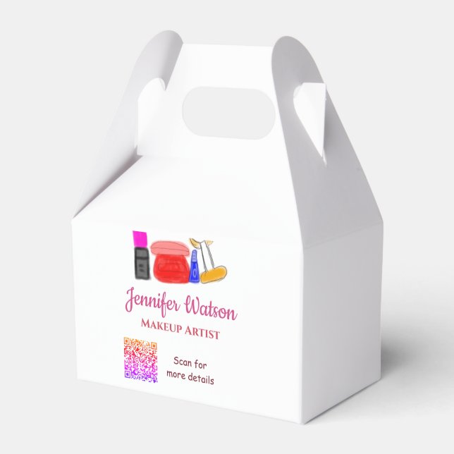 Makeup artist add name website email phone no addr favor box (Front Side)