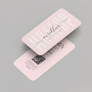 Makeup Artist Aesthetician Monogram Pink Modern Business Card