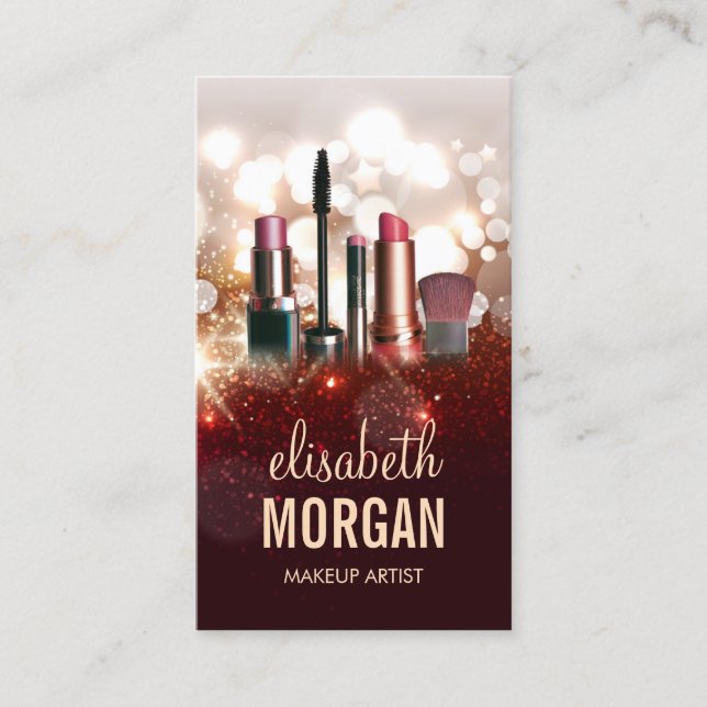 Makeup Artist Appointment Gold Glitter Sparkle Card (Front)