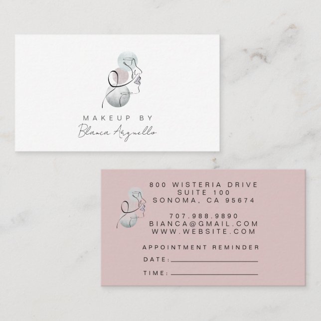 Makeup Artist Appointment Reminder & Business Card (Front/Back)